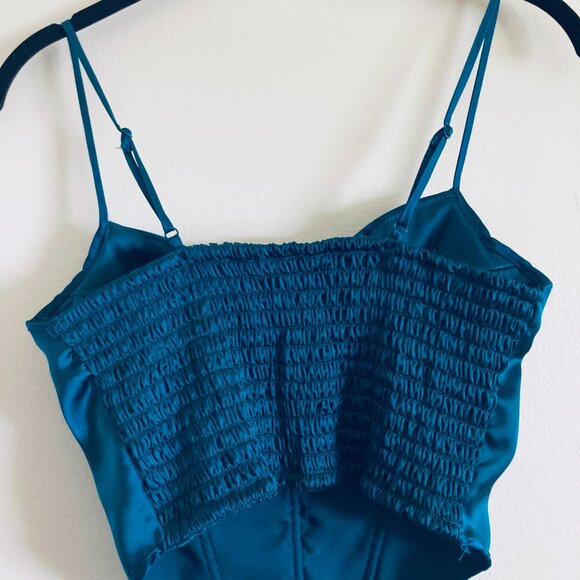 🌀 Dark Teal Satin Structured Bustier Top - Picture 5 of 5